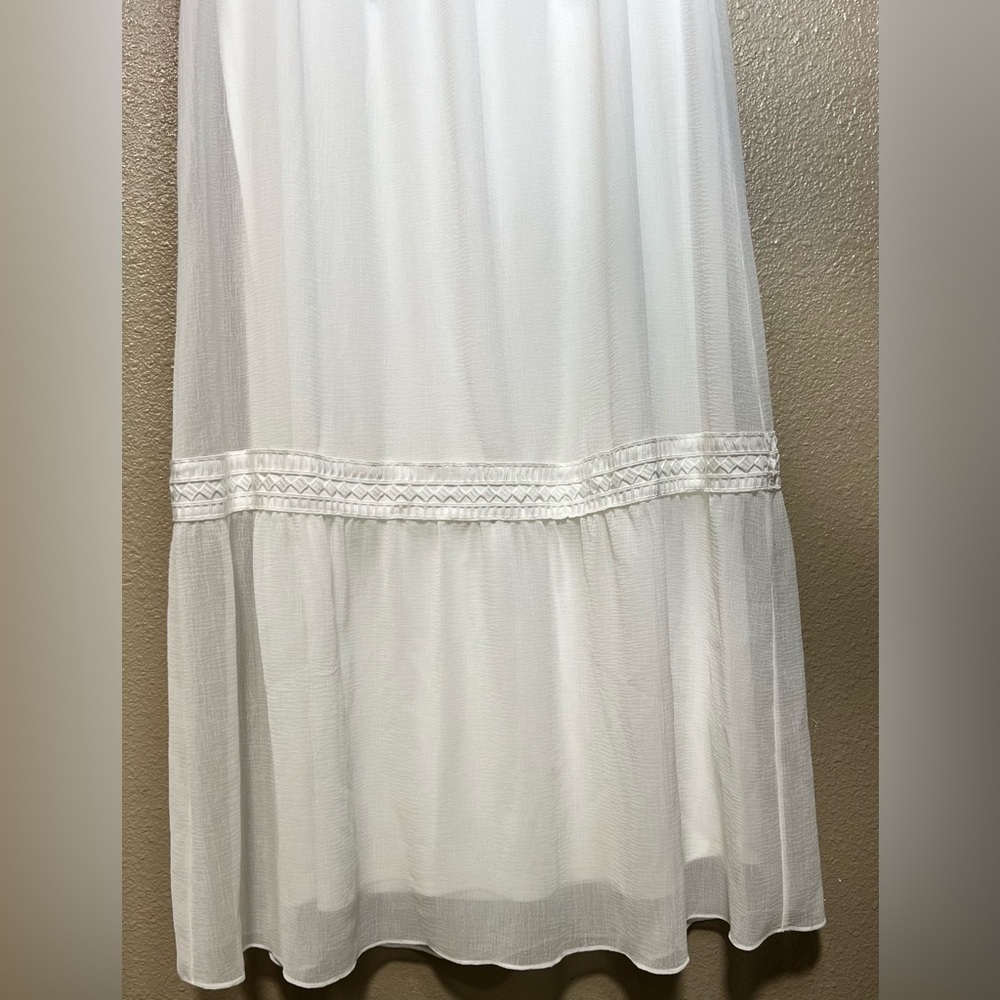 NWT Adrianna Papell Elegant Ivory Chiffon Sleeveless Maxi Dress Boho Vacation - Picture 9 of 15